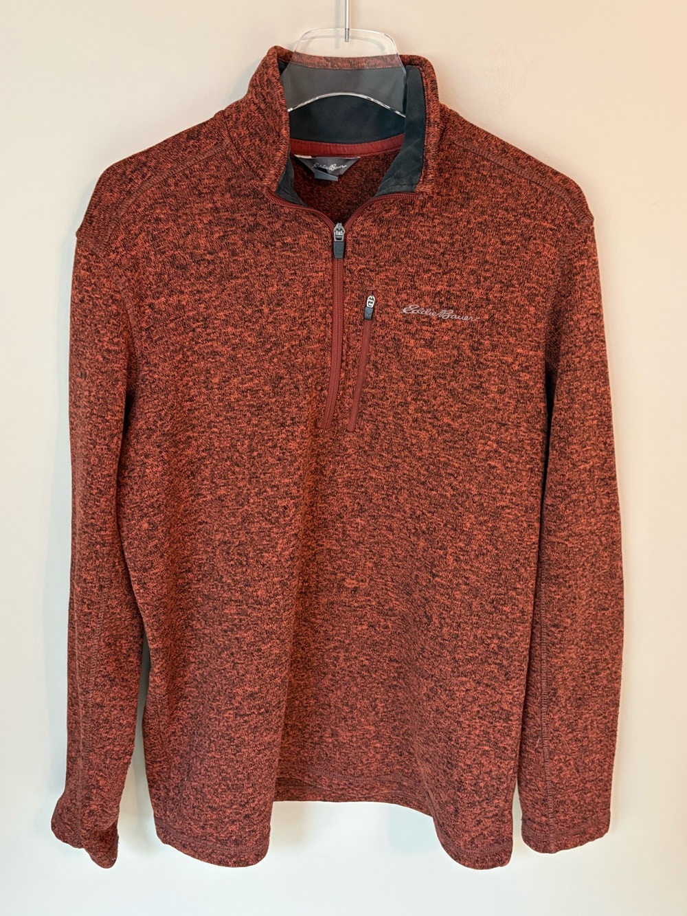 Eddie Bauer Men's Heathered Rust Quarter-Zip | Men’s Sz L